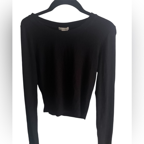 Black long sleeve ribbed top - Picture 1 of 4